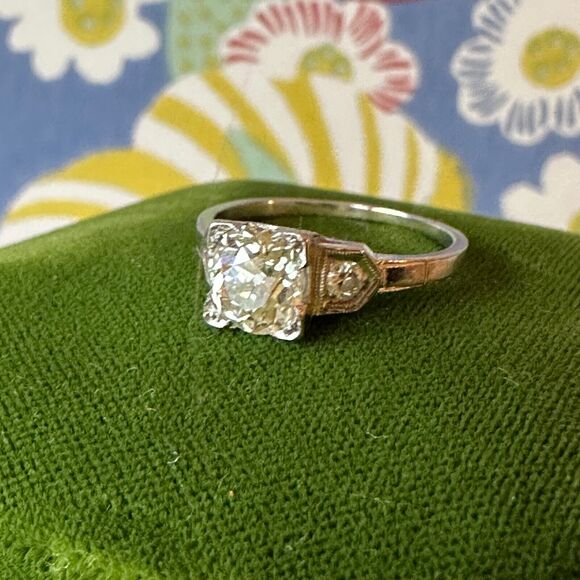 Edwardian Old European Cut Diamond Ring 1.26 Cttw -18k - Picture 6 of 7